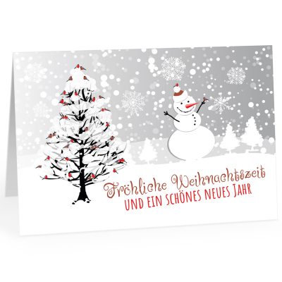 Große XXL Weihnachtskarte DIN A4 (Design Schneemann im Schnee) mit Umschlag / Weihnachten / Klappkarte / Grußkarte / zum Geschenk / moderne Karte