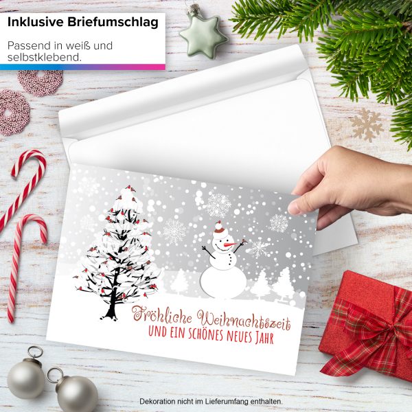Große XXL Weihnachtskarte DIN A4 (Design Schneemann im Schnee) mit Umschlag / Weihnachten / Klappkarte / Grußkarte / zum Geschenk / moderne Karte – Bild 2
