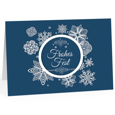 Große XXL Weihnachtskarte DIN A4 (Design Frohes Fest Vintage Look blau) mit Umschlag / Weihnachten / Klappkarte / Grußkarte / zum Geschenk / moderne Karte
