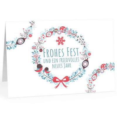 Große XXL Weihnachtskarte DIN A4 (Design Frohes Fest modern grafisch) mit Umschlag / Weihnachten / Klappkarte / Grußkarte / zum Geschenk / moderne Karte