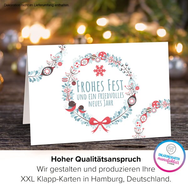 Große XXL Weihnachtskarte DIN A4 (Design Frohes Fest modern grafisch) mit Umschlag / Weihnachten / Klappkarte / Grußkarte / zum Geschenk / moderne Karte – Bild 3