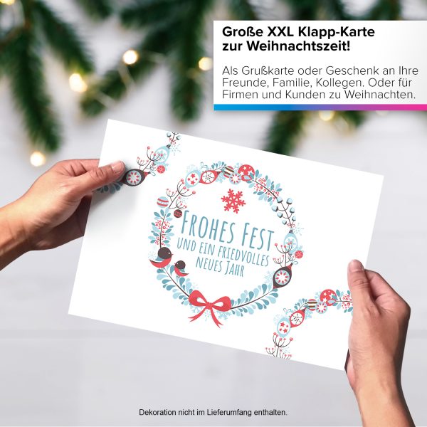 Große XXL Weihnachtskarte DIN A4 (Design Frohes Fest modern grafisch) mit Umschlag / Weihnachten / Klappkarte / Grußkarte / zum Geschenk / moderne Karte – Bild 4