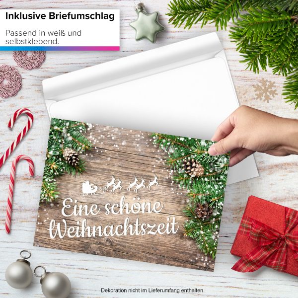 Große XXL Weihnachtskarte DIN A4 (Design Rustikale Karte) mit Umschlag / Weihnachten / Klappkarte / Grußkarte / zum Geschenk / moderne Karte – Bild 2