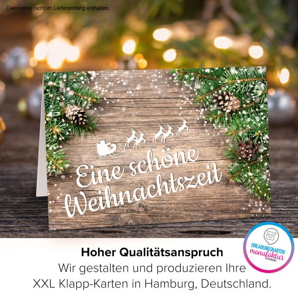Große XXL Weihnachtskarte DIN A4 (Design Rustikale Karte) mit Umschlag / Weihnachten / Klappkarte / Grußkarte / zum Geschenk / moderne Karte – Bild 3