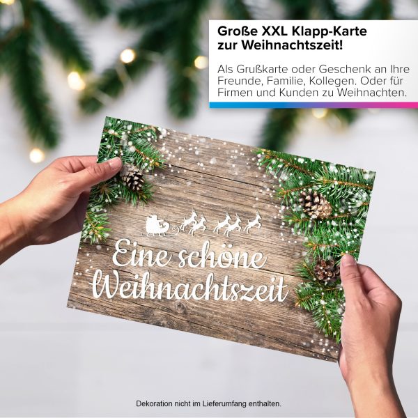Große XXL Weihnachtskarte DIN A4 (Design Rustikale Karte) mit Umschlag / Weihnachten / Klappkarte / Grußkarte / zum Geschenk / moderne Karte – Bild 4