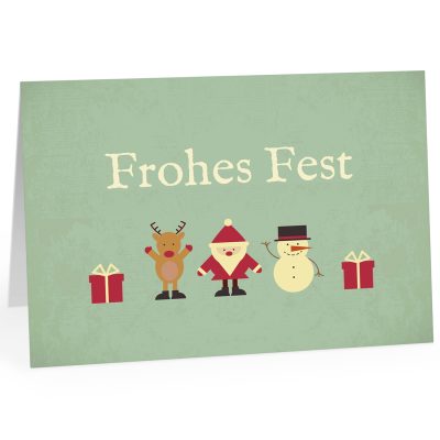 Große XXL Weihnachtskarte DIN A4 (Design Vintage modern mint türkis - Frohes Fest) mit Umschlag / Weihnachten / Klappkarte / Grußkarte / zum Geschenk / moderne Karte
