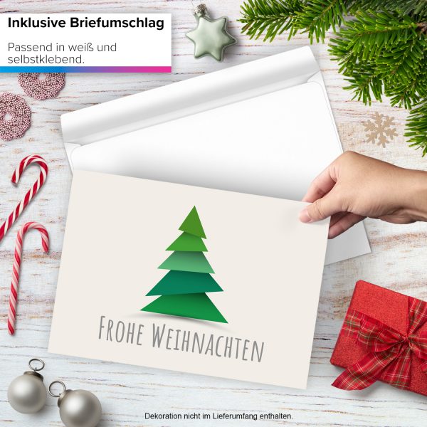 Große XXL Weihnachtskarte DIN A4 (Design Tannenbaum modern grün) mit Umschlag / Weihnachten / Klappkarte / Grußkarte / zum Geschenk / moderne Karte – Bild 2