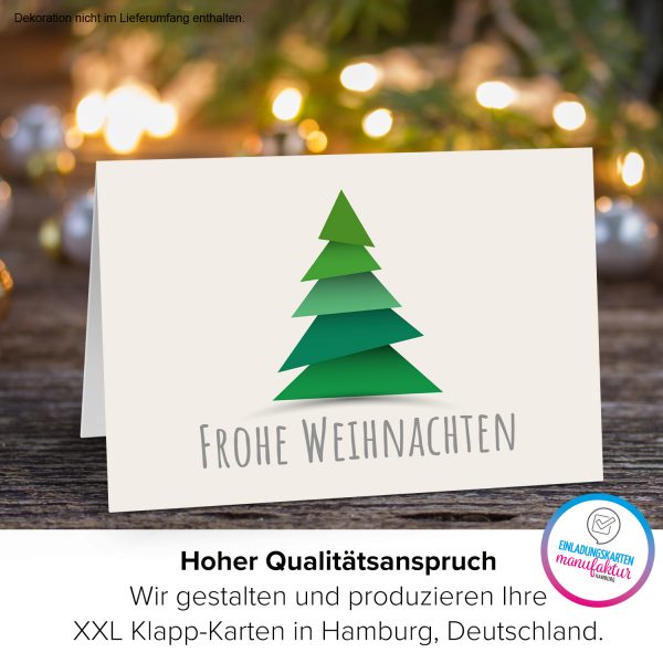 Große XXL Weihnachtskarte DIN A4 (Design Tannenbaum modern grün) mit Umschlag / Weihnachten / Klappkarte / Grußkarte / zum Geschenk / moderne Karte – Bild 3