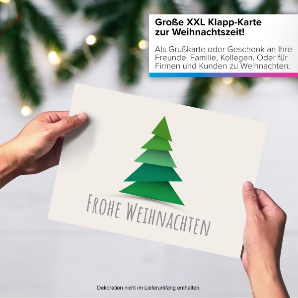 Große XXL Weihnachtskarte DIN A4 (Design Tannenbaum modern grün) mit Umschlag / Weihnachten / Klappkarte / Grußkarte / zum Geschenk / moderne Karte – Bild 4