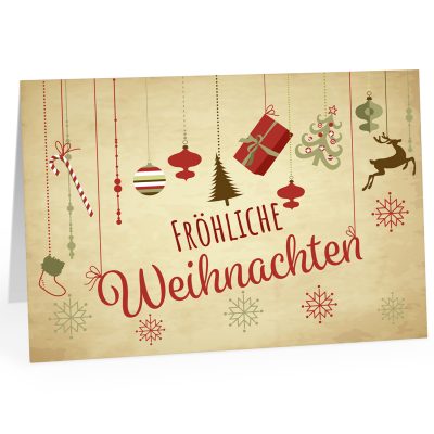 Große XXL Weihnachtskarte DIN A4 (Design Vintage Look mit Fröhliche Weihnachten ) mit Umschlag / Weihnachten / Klappkarte / Grußkarte / zum Geschenk / moderne Karte