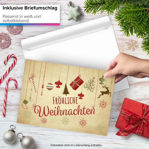 Große XXL Weihnachtskarte DIN A4 (Design Vintage Look mit Fröhliche Weihnachten ) mit Umschlag / Weihnachten / Klappkarte / Grußkarte / zum Geschenk / moderne Karte – Bild 2
