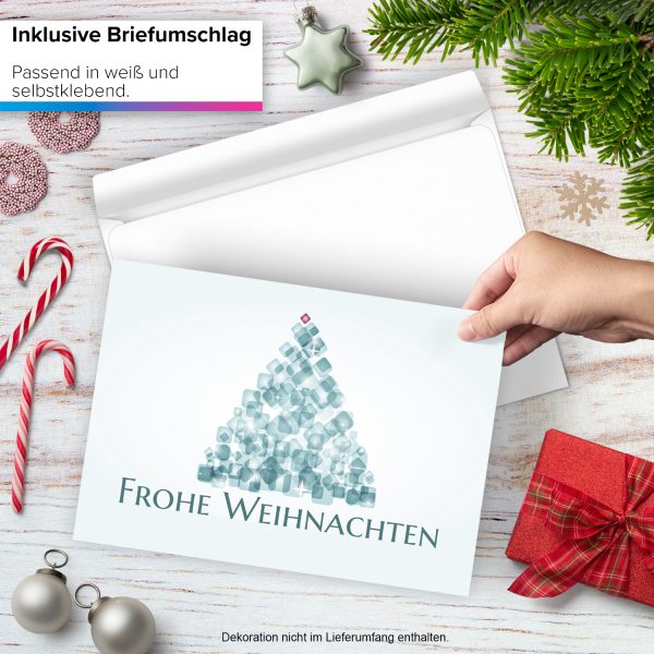 Große XXL Weihnachtskarte DIN A4 (Design Tannenbaum modern mit Spruch Frohe Weihnachten) mit Umschlag / Weihnachten / Klappkarte / Grußkarte / zum Geschenk / moderne Karte – Bild 2