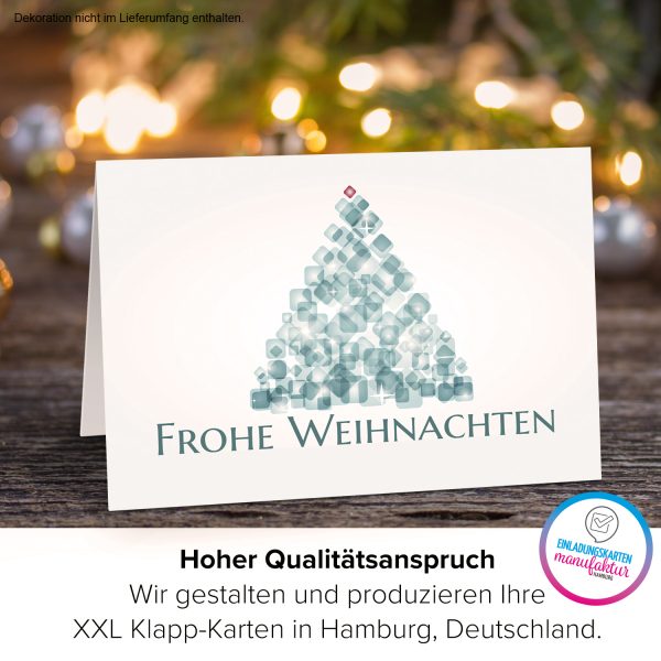 Große XXL Weihnachtskarte DIN A4 (Design Tannenbaum modern mit Spruch Frohe Weihnachten) mit Umschlag / Weihnachten / Klappkarte / Grußkarte / zum Geschenk / moderne Karte – Bild 3