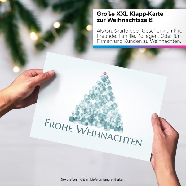 Große XXL Weihnachtskarte DIN A4 (Design Tannenbaum modern mit Spruch Frohe Weihnachten) mit Umschlag / Weihnachten / Klappkarte / Grußkarte / zum Geschenk / moderne Karte – Bild 4