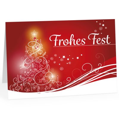 Große XXL Weihnachtskarte DIN A4 (Design Frohes Fest Rot geschwungen) mit Umschlag / Weihnachten / Klappkarte / Grußkarte / zum Geschenk / moderne Karte