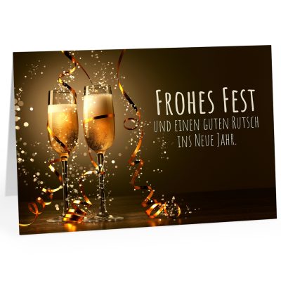 Große XXL Weihnachtskarte DIN A4 mit Umschlag - Frohes Fest und guten Rutsch - Übergroße Klappkarte mit nettem Weihnachts Gruß zu Weihnachten