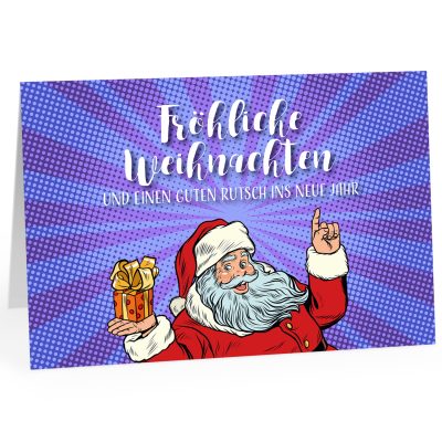 Große XXL Weihnachtskarte DIN A4 mit Umschlag - Weihnachtsmann Design Karte - Übergroße Klappkarte mit nettem Weihnachts Gruß zu Weihnachten