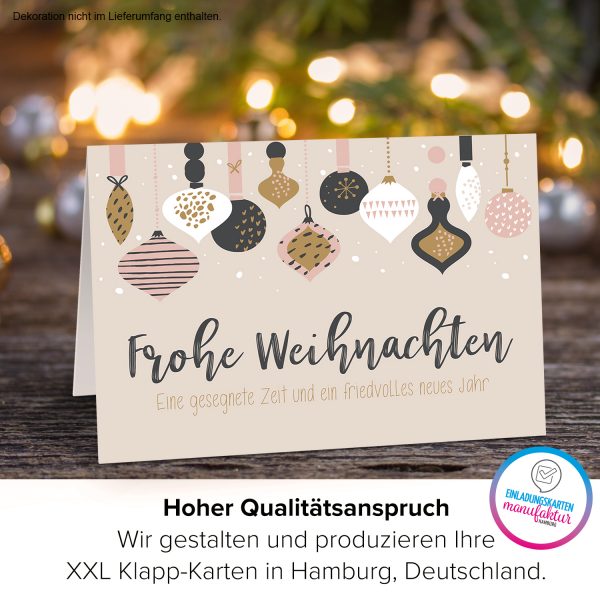 Große XXL Weihnachtskarte DIN A4 mit Umschlag - Frohe Weihnachten moderner Look - Übergroße Klappkarte mit nettem Weihnachts Gruß zu Weihnachten – Bild 3