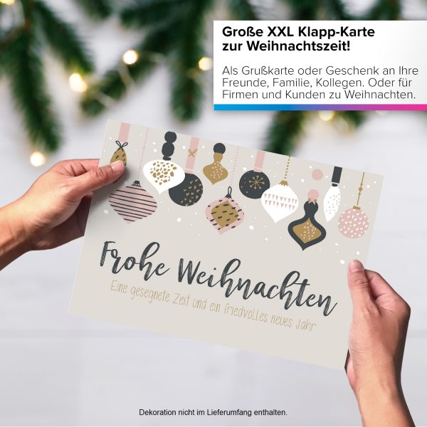 Große XXL Weihnachtskarte DIN A4 mit Umschlag - Frohe Weihnachten moderner Look - Übergroße Klappkarte mit nettem Weihnachts Gruß zu Weihnachten – Bild 4
