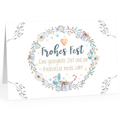 Große XXL Weihnachtskarte DIN A4 mit Umschlag - Frohes Fest wunderbare Design Karte - Übergroße Klappkarte mit nettem Weihnachts Gruß zu Weihnachten