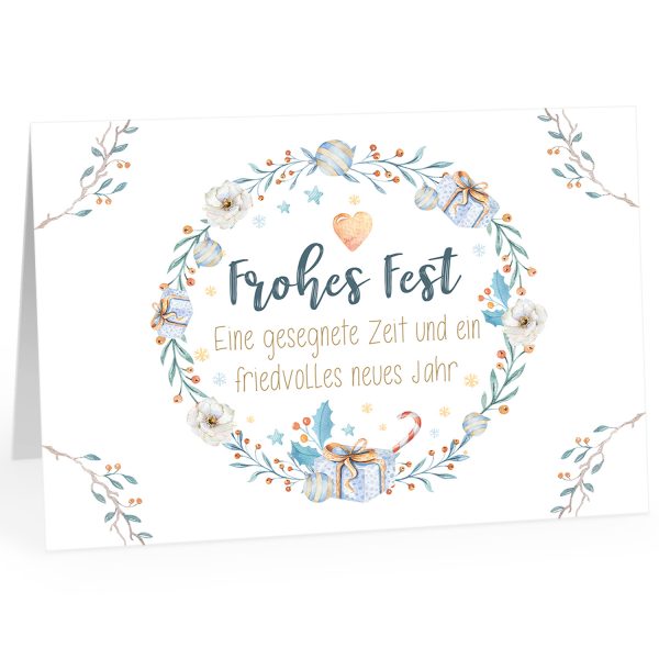 Große XXL Weihnachtskarte DIN A4 mit Umschlag - Frohes Fest wunderbare Design Karte - Übergroße Klappkarte mit nettem Weihnachts Gruß zu Weihnachten