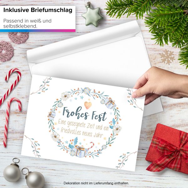 Große XXL Weihnachtskarte DIN A4 mit Umschlag - Frohes Fest wunderbare Design Karte - Übergroße Klappkarte mit nettem Weihnachts Gruß zu Weihnachten – Bild 2