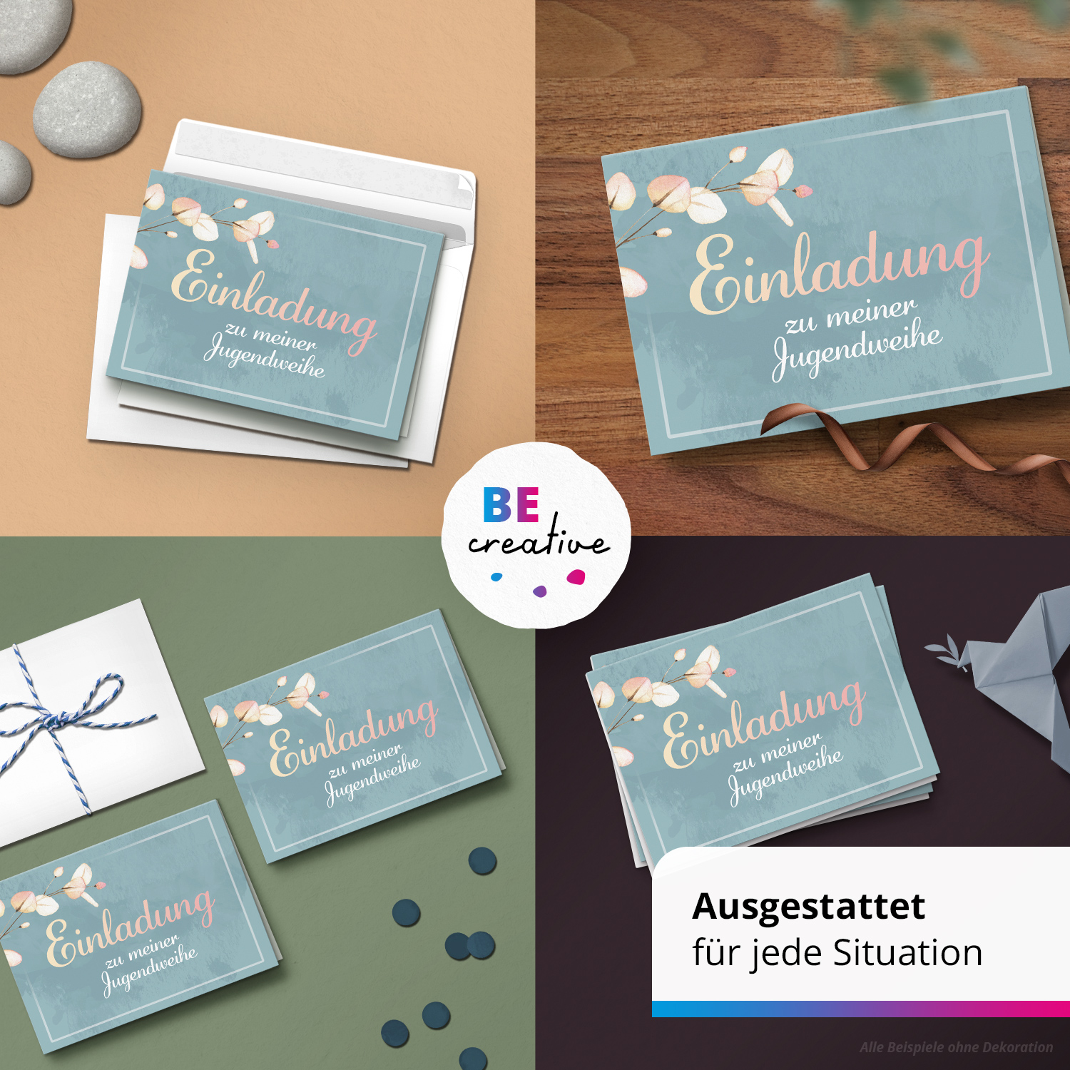 10 Jugendweihe Einladungskarten Mädchen - Motiv Verzauberte Weihe - moderne Einladungen Klappkarten mit Umschlägen – Bild 2