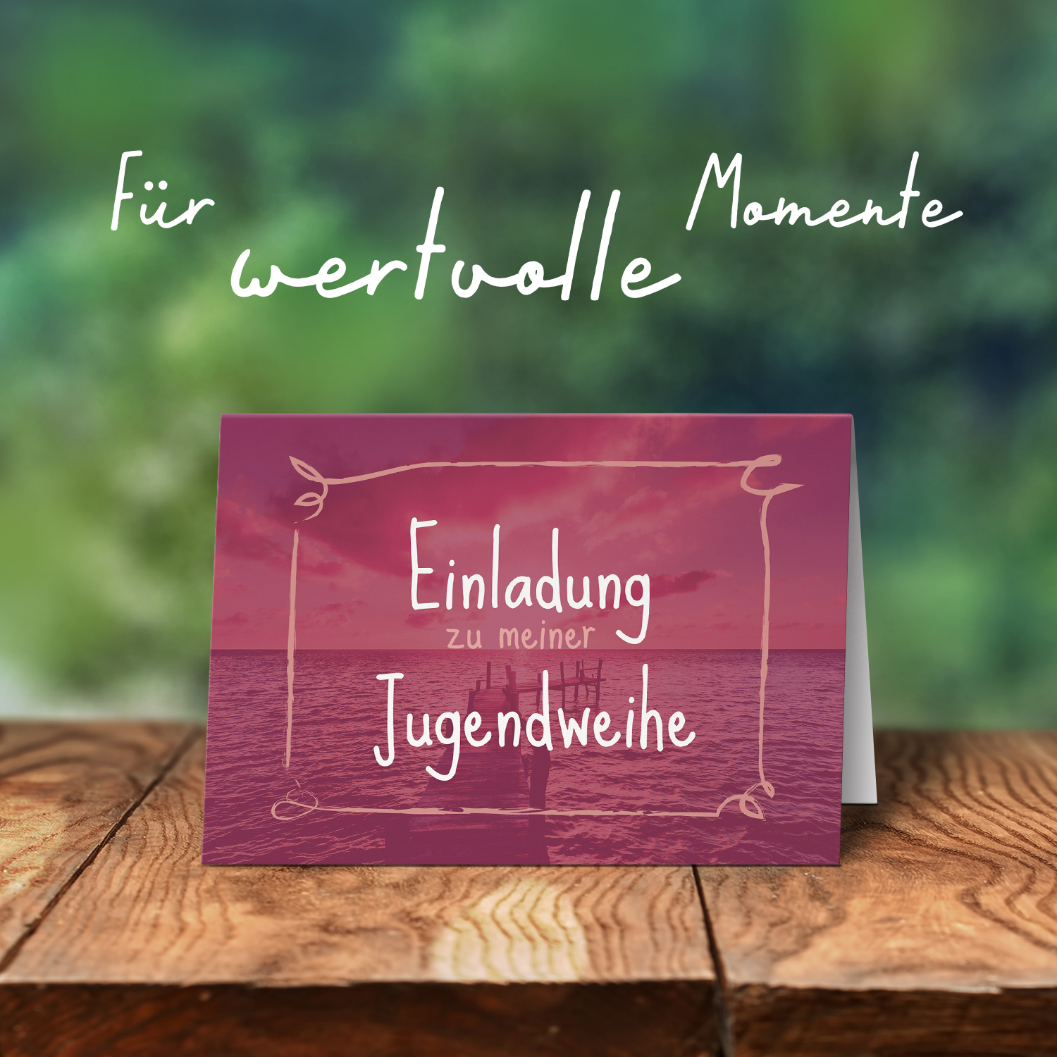 10 Jugendweihe Einladungskarten Mädchen - Motiv Lila Meer - moderne Einladungen Klappkarten mit Umschlägen – Bild 7